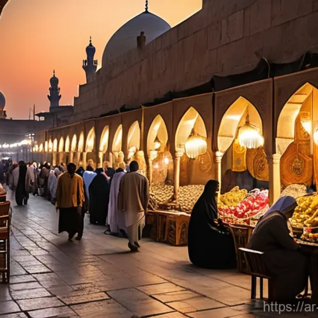 라마단 기간 이집트 여행 팁 - **Prompt:** A vibrant and atmospheric evening in Old Cairo during Ramadan. The ancient cobblestone s...